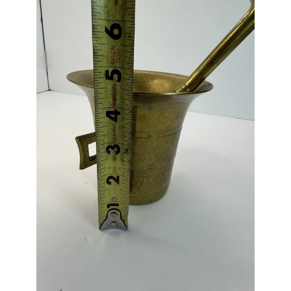 Vintage Heavy Brass Apothecary‎ Pharmacy Mortar And Pestle Pharmacy 4.5